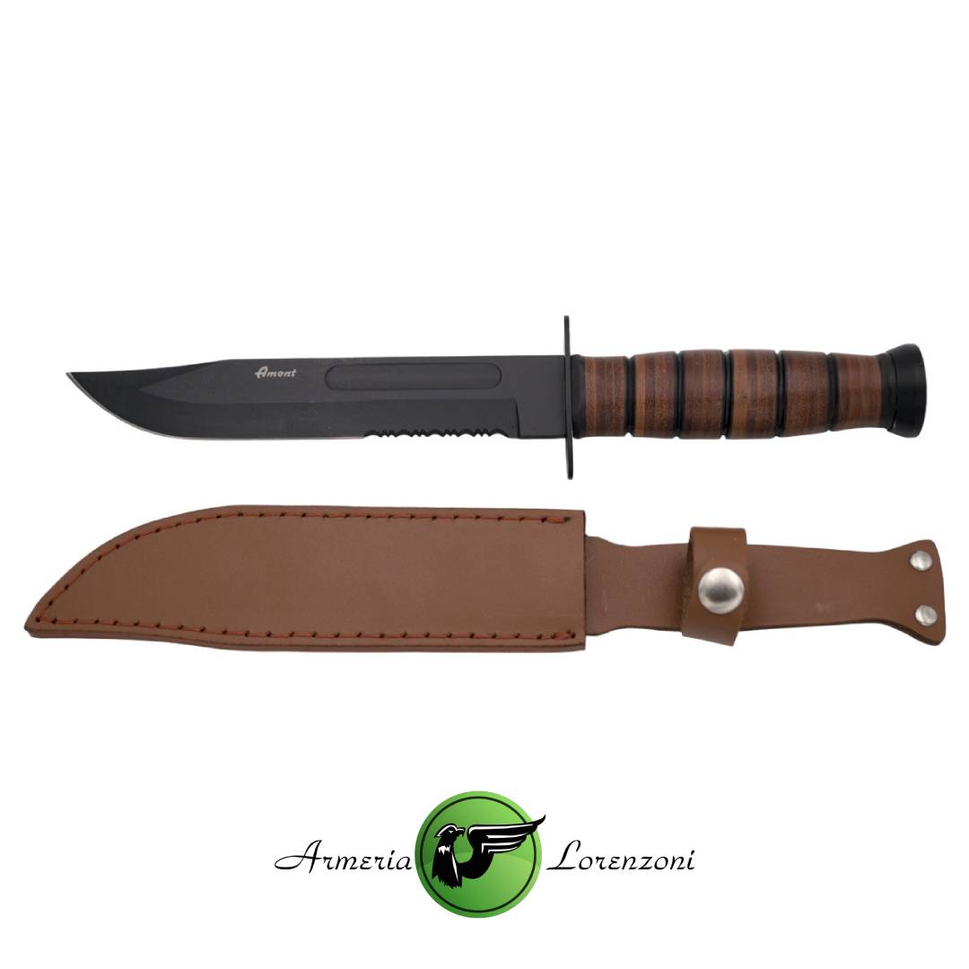 THIRD TH-11593 Leather Tactical Knife with Steel Blade
