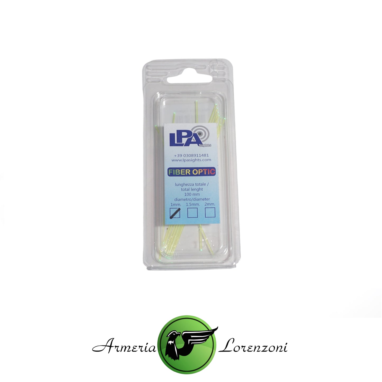 LPA FIBRE OTTICHE GIALLO FLUO 10CM LUNGHEZZA 1mm DIAMETRO