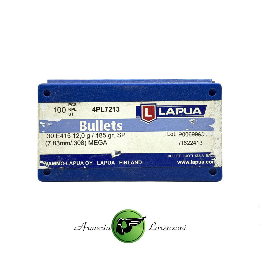 LAPUA BULLETS .30 E415 12.0 G/ 185GR SP (7.83MM/.308) MEGA #4PL7213